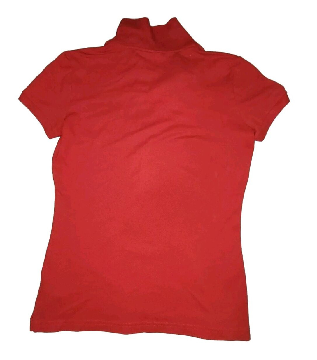 LACOSTE Red Slim Fit Polo Shirt Women’s 34 S Short Sleeve Button Up Crocodile thumbnail 2