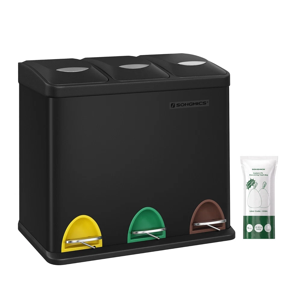 Mülleimer Abfalleimer Edelstahl Recycling Papierkorb Mülltrenner Küche LTB24BK - Bild 2 von 4