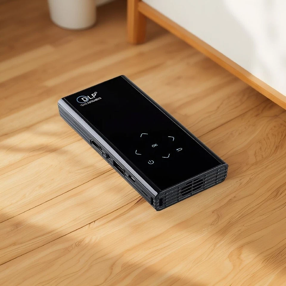 DLP E06 Android Smart Mini LED Dual Core Bluetooth Remote Projector Black NIB - Image 2 of 4