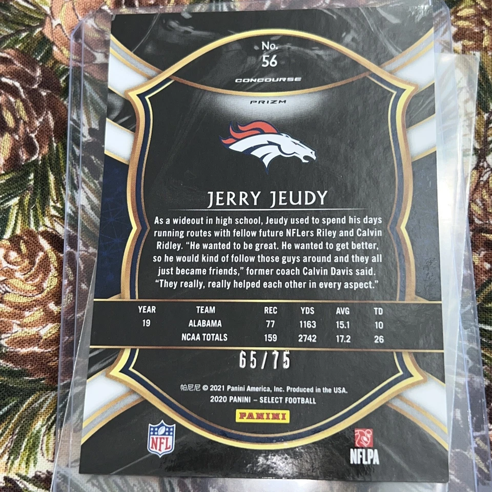 2020 Panini Select Jerry Jeudy Purple Concourse /75 - Image 3 of 4