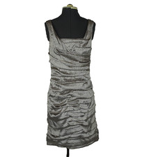 Express Dress 8 Pink Grey Floral Silk Satin Ruched Sleeveless Cocktail Evening