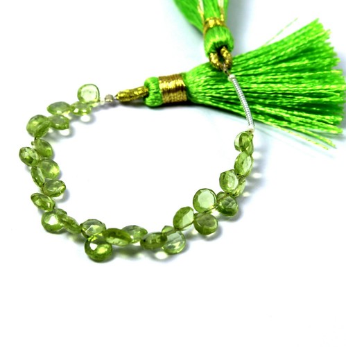 12,5 Karat 5 bis 5,5 mm natürlich facettiert grün Peridot Herzform Schnitt 3,5 Zoll Perlen - Bild 4 von 6