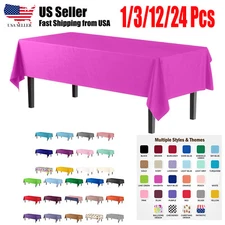 Table Cover Rectangle Tablecloth Reusable Plastic Party Birthday 54" x 108"
