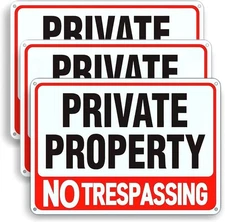 4 Pack Large Private Property No Trespassing Sign 8X12 Inch Rust Free Aluminum