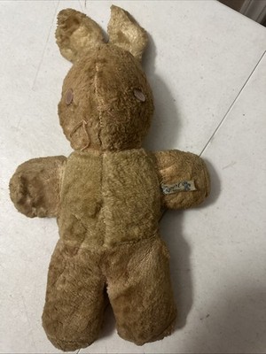 VTG Old Rare Expert Doll & Toy Company Cream Dirty  Bunny Plush W/ Pink Eyes
