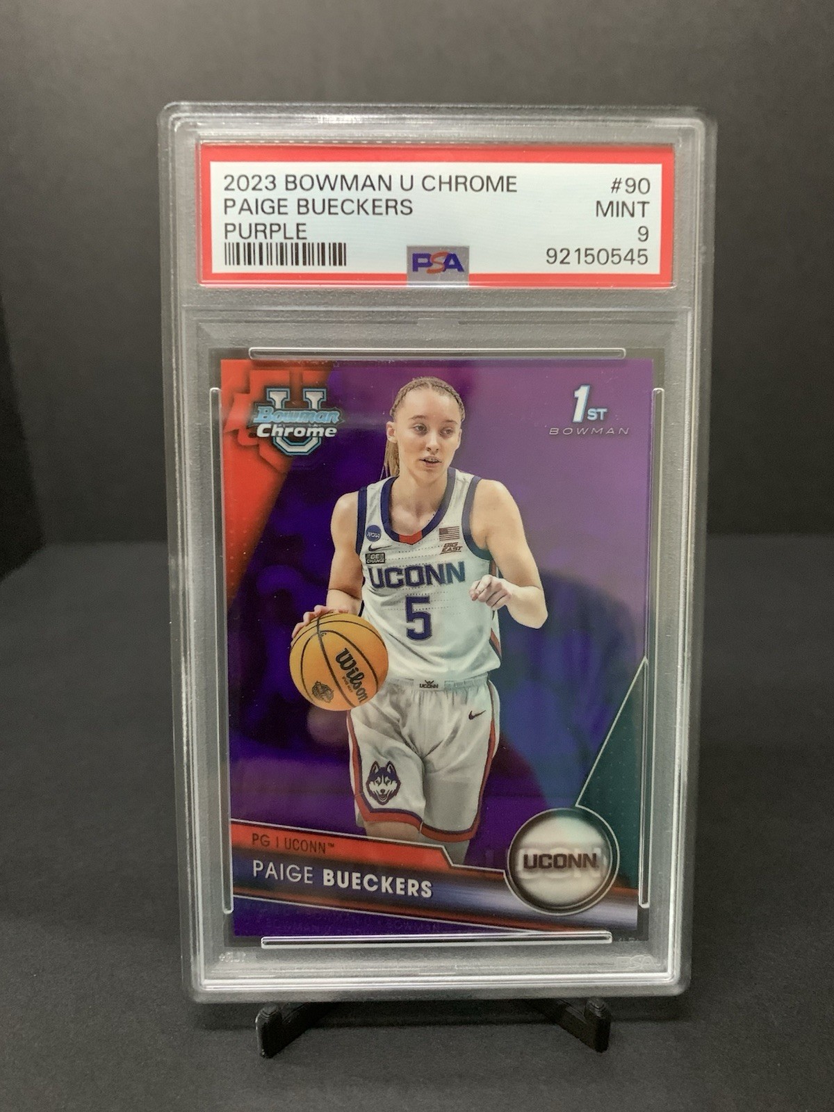 2023-24 Bowman U Chrome Paige Bueckers Purple /399 1st Bowman #90 PSA 9
