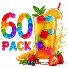 A2Z 20, 40, 60 Pack Reusable Ice Cubes with Mesh Non Diluting Drink Storage Bag