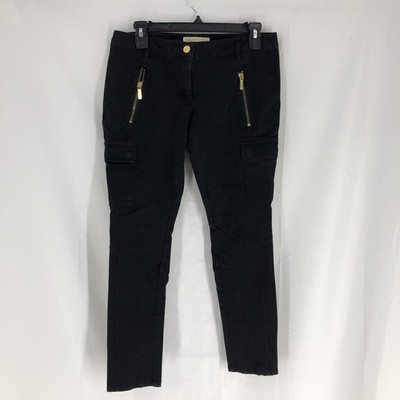 Michael Kors Size 6 Black Wash Zipper Mid Rise Cargo Skinny Fit Ankle Pants