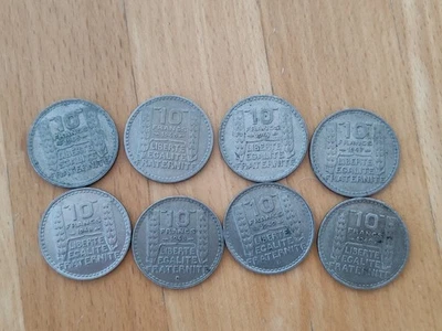 10 Francs Turin monnaies françaises Lot de 8 pièces 1901-1999 - Photo 1/2