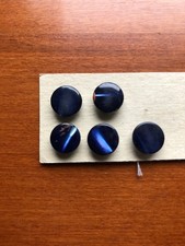 Set of 5 Vintage Blue Mother of Pearl Round Buttons 3/8" wide, Shank - MOP