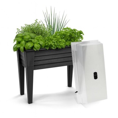 B-Ware Hochbeet mit Deckel 78x40x84 cm Frühbeet Kunststoff Pflanzkasten Balkon