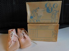 Vintage Pink Felt High Top Lace Up Baby Shoes In Cute Baby Decor Shoe Box