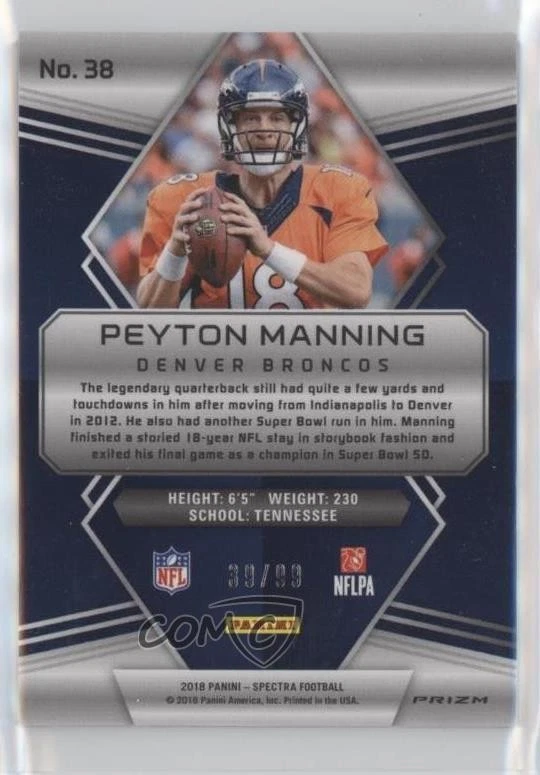 2018 Panini Spectra /99 Peyton Manning (Broncos) #38 HOF - Image 2 of 2