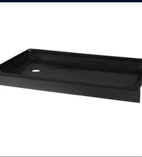 Voltaire 60" x 36" Acrylic Black, Single-Threshold, Left Drain, Shower Base