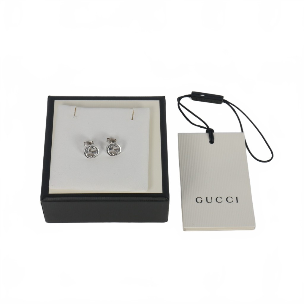 Gucci Interlocking G Stud Earrings Silver 925 Uni… - image 5