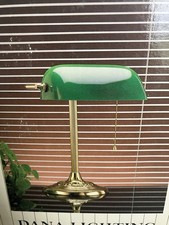 Bankers Desk Lamp,Green Glass Shade,Vintage Look/Pull Chain-Beautiful