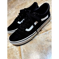 Vans Ward Low Top Sneakers Black White Canvas Skate Shoes Mens 8.5 Womens 10