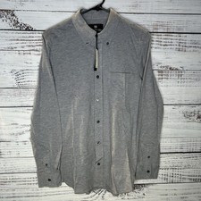 New Banana Republic Luxe Pique Button Down Shirt Heather Gray Slim Fit Small 90