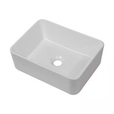 16 In. Bathroom Sink Bright White Rectangular Vessel Sink without Faucet