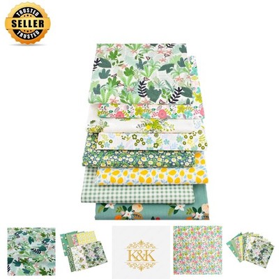 Sustainable High-Quality Cotton Fabric Pack   8 Floral Pre-Cut Sheets 19.69''
