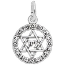 Star of David Wreath Charm - Metal - Sterling Silver