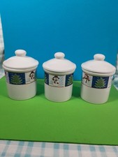 3 Royal Norfolk Snowman Jars With Lids 5&rdquo; Tall - Excellent Condition