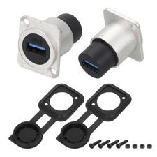 2Pcs USB 3.0 Panel Mount Coupler D-Type USB Pass Through 5.0Gbps Silver