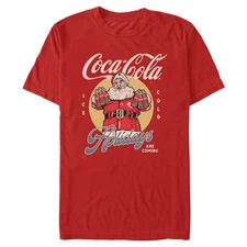Men's Coca Cola Happy Santa Holidays Are Coming T-Shirt