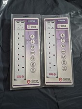 Status 4-Gang Surge Protected Extension Lead – 2m Cable with 2 USB Ports, White