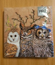 BNIP Paper Products Owl Family 20 Pack Of Napkins 13x13 Sealed New Germany 3 Ply