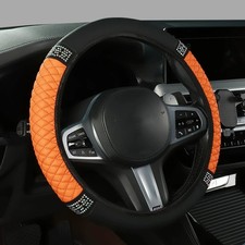 Bling Car Steering Wheel Cover, 15 Inch Rhinestones Soft Leather Elastic Stee...