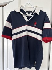 Vintage Tommy Hilfiger Striped Short Sleeve Rugby Polo Shirt Size Small