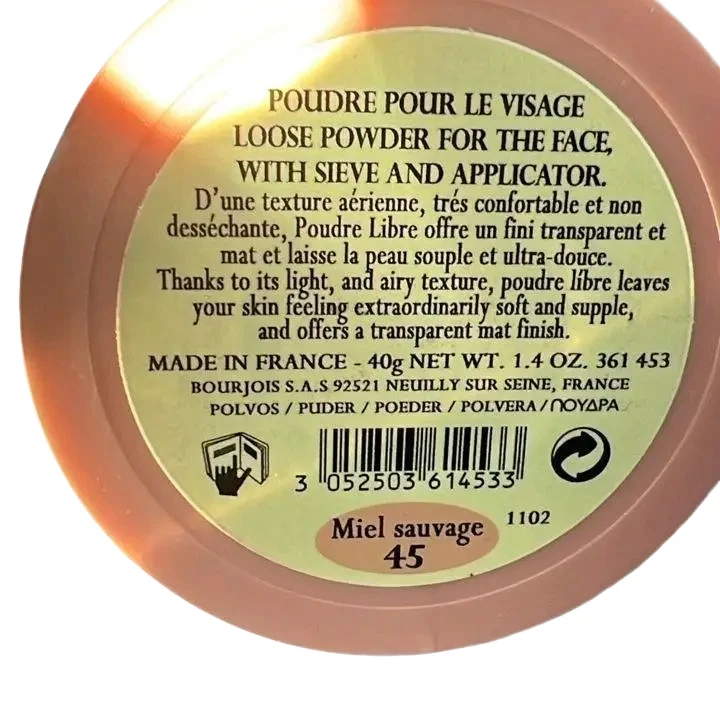 Bourjois  Loose Face Powder W/ Sieve & Applicator Color 45 Miel Sauvage 1.4oz - Image 4 of 4