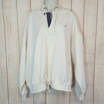 Cuffys Cape Cod Hoodie Womens XXL  Ivory/ Blue 1/4 Zip Logo 
