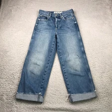 AMO Sonia Cuffed Jeans Womens 24 (28x24) Relaxed Straight Button Fly Denim