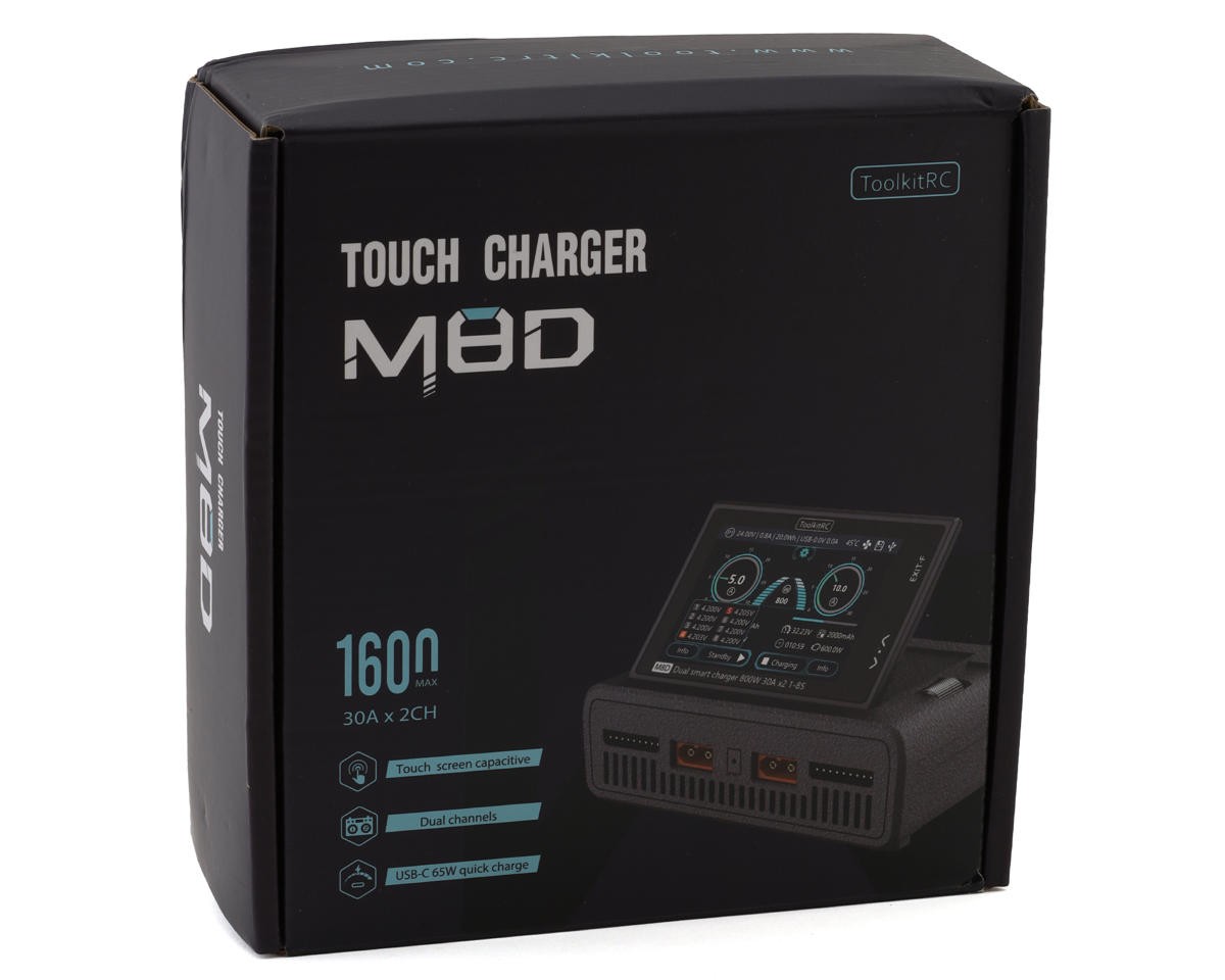 ToolkitRC M8D Touchscreen Dual Battery DC Charger/Discharger (1600W/50A/8S)