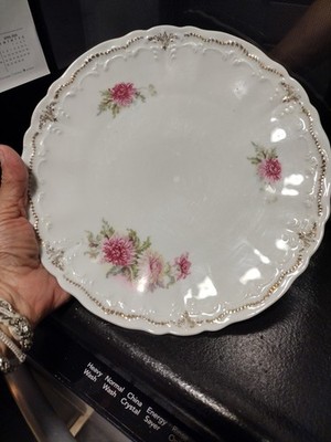 Antique Vintage Floral Scalloped & Embossed Serving Plate Signed Weiman Germany
