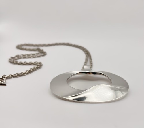 Georg Jensen Sterling Silver Long Pendant Necklace design #121 By Henning Koppel - Picture 5 of 12