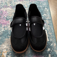 adidas Samba Black/White Low Top Hook & Loop Trainers Gum Rubber Sole UK 2.5