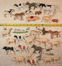 Farm Animals Toy Lot Of 35 Cows Pigs Sheep Goats Chickens Donkeys Barnyard V1