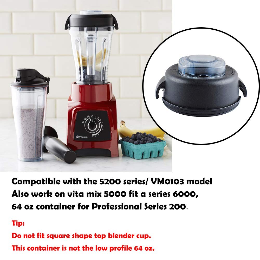 2 Part Blender Lid and Plug for Vitamix 64oz Container Blender Fit High File Con