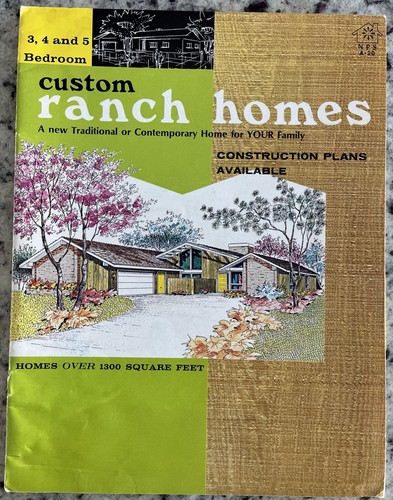 Vintage 1970 MCM Custom Large Ranch Homes Plans Design Catalog Atomic Blueprint