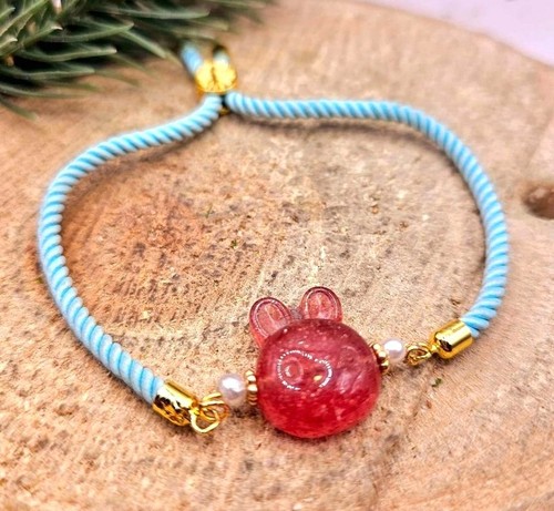 Bracciale Nature Fragola Quarzo Coniglio Blu Maglia - Foto 7 di 10