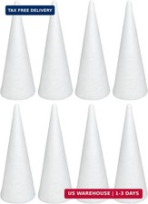 Crafjie Foam Cones for DIY Arts and Crafts 3.75 x 9.7 in, 8 Pack , White Polyst