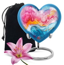 Yellow Abstract Cremains Large Heart Urn For Human Ashes Adult Mom