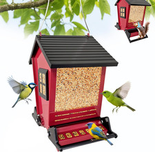 Squirrel Proof Bird Feeders for Outdoors Hanging, 5LB Capacity Metal Wild Birdfe