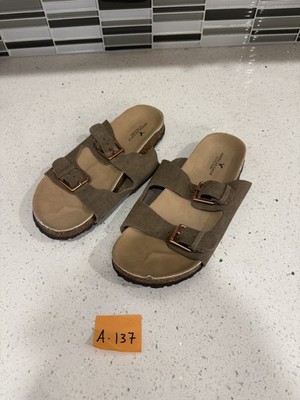 AMERICAN EAGLE Brown Buckle Sandals Women's Size 8.5 Slip on Shoe Slide Slip-on