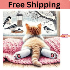 Cat Diamond Art Kits for Adults, Diamond Painting Kits for Beginner, 5D DIY roun