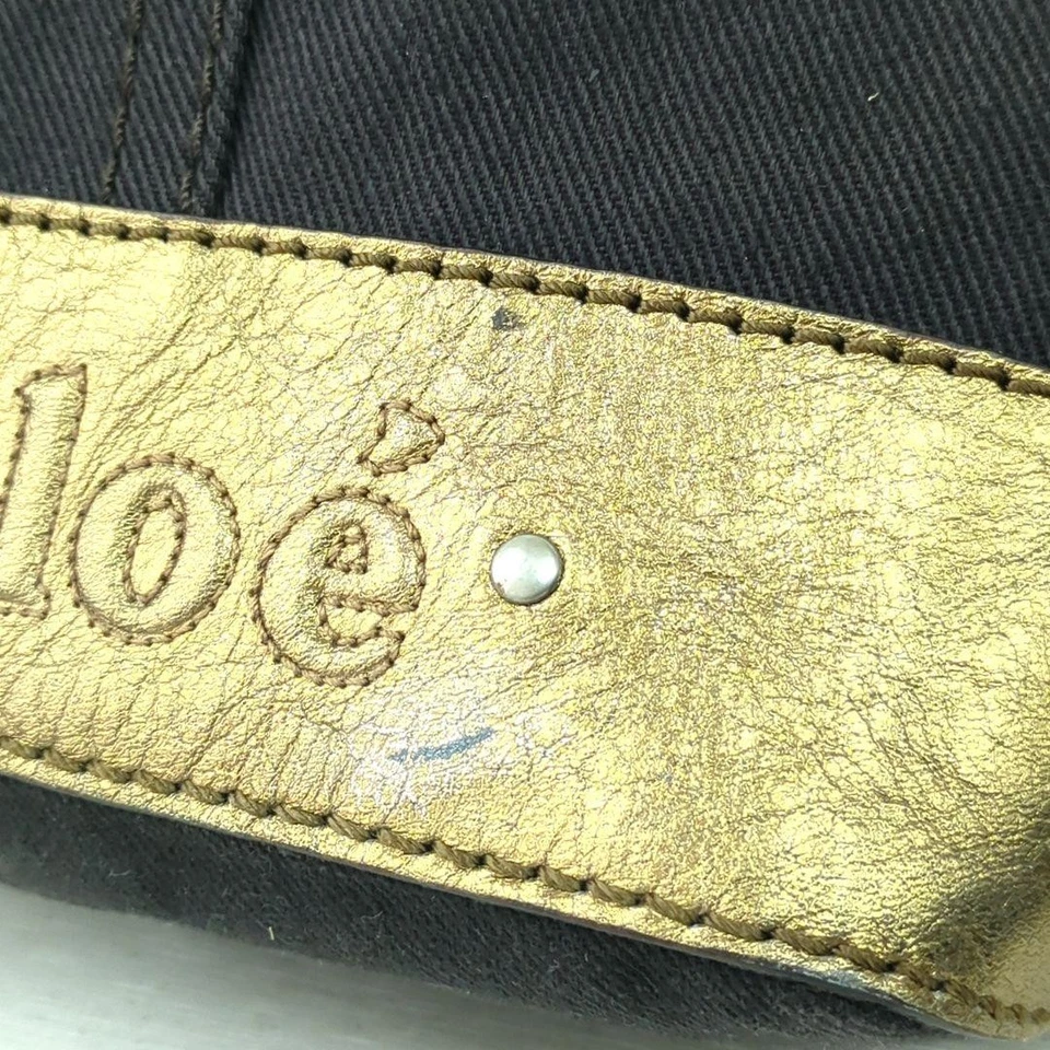 Bolso de Mano Chloe Bolso de Lona Cuero Marrón Oscuro Hecho en Rumania Mujer Bolso JAPÓN Foto 3 de 4