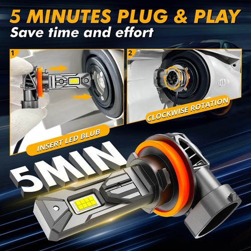 AUXBEAM H11 H9 LED Headlight Super Bright Bulbs Kit White 90W High/Low Beam 1:1 - Picture 10 of 12
